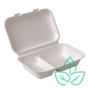 Sugarcane compostable clamshell takeaway container